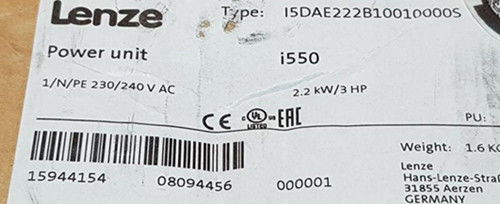 I500 Lenze I5DAE222B10010000S 1ph aan de Omschakelaarsaandrijving 9.6A 2.2kW 230V van 3ph AC