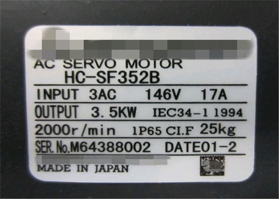 Zwarte Kleurenac Servomotor In drie stadia 129V MITSUBISHI hc-SF352B hc-SF352BK
