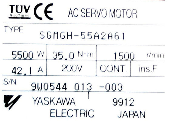 Sgmgh-55A2A61 de Industriële ServodieMotor 5500W 42.1A van Yaskawa 1500r/min in Japan wordt gemaakt