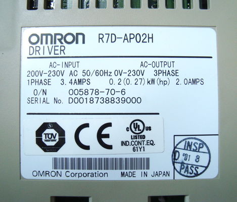 Van de de Ladings Maximummotor van de Omronr7d-bp01l de Servoac 100vac Levering 1.6a 100v Capaciteit 100w