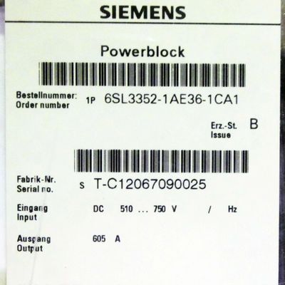 Siemens 6SL3352-1AE38-4CA1 510-750 VDC BAR van de 840 de AMPÈRE GEVERNISTE ASSEMBLAGEleider