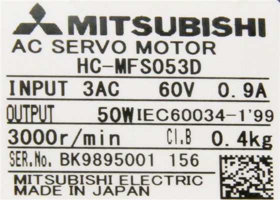 Industriële AC de Servomotor Nieuwe origineel van Mitsubishi 50W hc-MFS053D 0.9A 51V