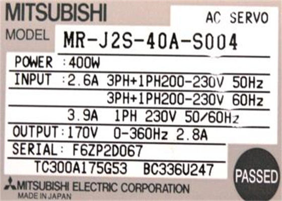 SERVO NIEUWE de Versterker M.-j2s-40a-S004 Industriële AC Aandrijving 170V 2.8A van Mitsubishi Electric 400W