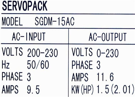 De Elektrische Servoaandrijving 1.5KW van sgdm-15AC ServoPack Yaskawa Fase 200 - 230 v-AC: 3