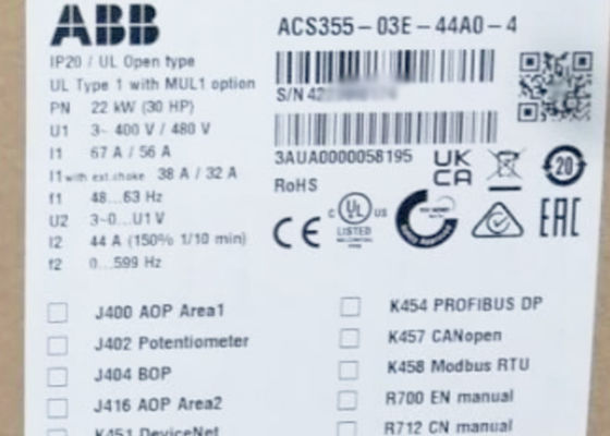 Acs355-03e-44a0-4 machinesaandrijving 3AUA0000058195 22kW 30HP IP20