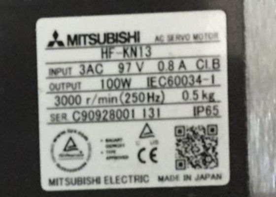 HF-KN13 de Industriële Servomotor 100W 3AV 0.8A van Mitsubishi Electric Geen elektromagnetische rem