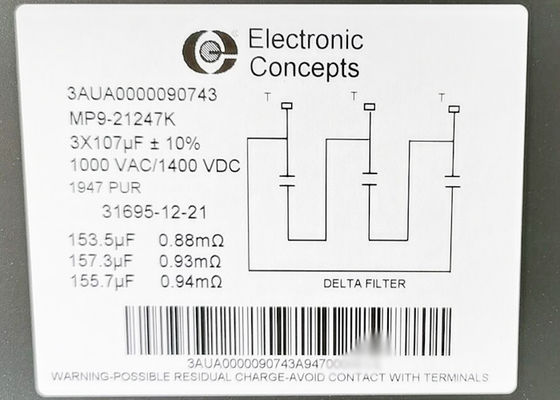 3AUA0000090743 107UF/1000VAC FILMCONDENSATOR MP9-21247K AANDRIJVINGSONDERDELEN