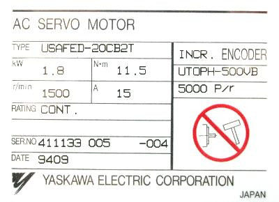2 kW industriële servomotor Yaskawa USAFED-20CB2T Brand New In Box