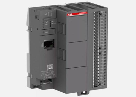 ABB PM5032-T-ETH processor module. Geheugen 2MB. 12 DI 24VDC. 8 DO 24VDC 0.5A. 2 DC 24VDC.