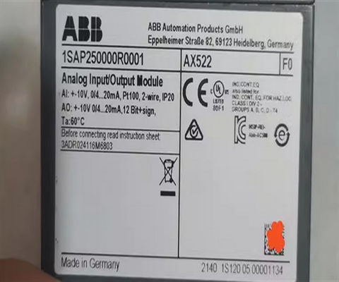 ABB Drives 1SAP250000R0001 AX522:S500 Analoog Input/Output Module