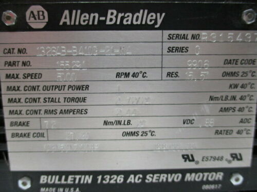 Aanpasbare servomotoren van de serie 1326AB-B4100-21-K4 Torque Plus voor 1391-DES AC servomotor