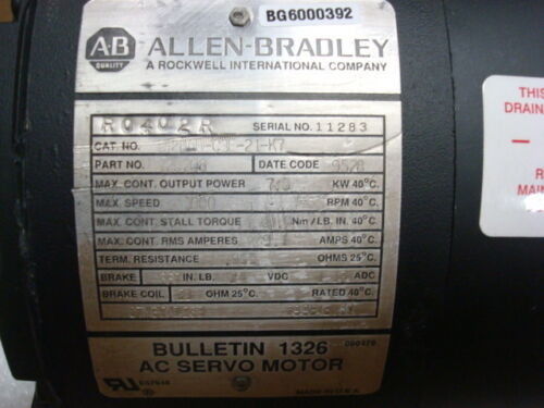 Servomotoren van de serie AB 1326AB-C3E-21-K7 Torque Plus voor de AC-servomotor 1391-DES