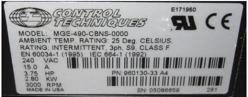 Emerson MGE-490-CBNS-0000 Servomotor Industriële servomotor