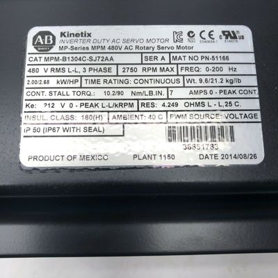 Allen-Bradley MPM-B1304C-SJ72AA MPM-serie MPM 480V AC roterende servomotor