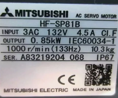 Industriële servomotor Mitsubishi HF-SP81B voor toepassingen met een gemiddelde capaciteit