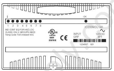 GE IC200MDL140 8 Afzonderlijke Input 120 Volts AC 55 milliamps Versamax I/O en Controlesysteem