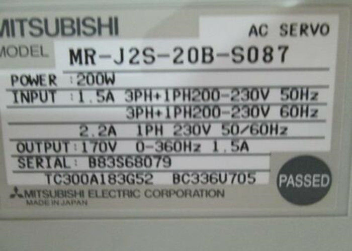 Industriële 200W Servo de Aandrijvings M.-j2s-20b-S087 AC VERSTERKER 170V 360Hz 1.5A van Mitsubishi