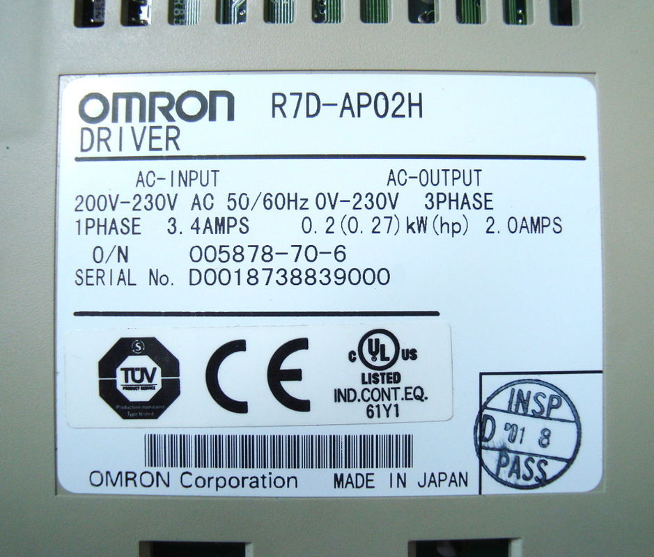 Van de de Ladings Maximummotor van de Omronr7d-bp01l de Servoac 100vac Levering 1.6a 100v Capaciteit 100w
