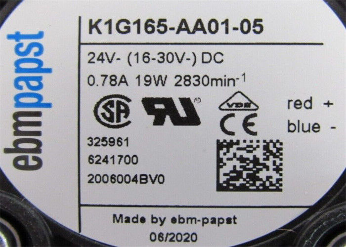 DE VENTILATORventilator 0.78AMP 2830RPM 24VDC 16-30VDC 19W VAN EBM PAPST K1G165-AA01-05