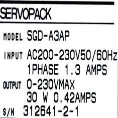 SGD-A3AP Yaskawa Servo Drive Input 1.3 AMPS SERVOPACK 50/60hz Eén fase