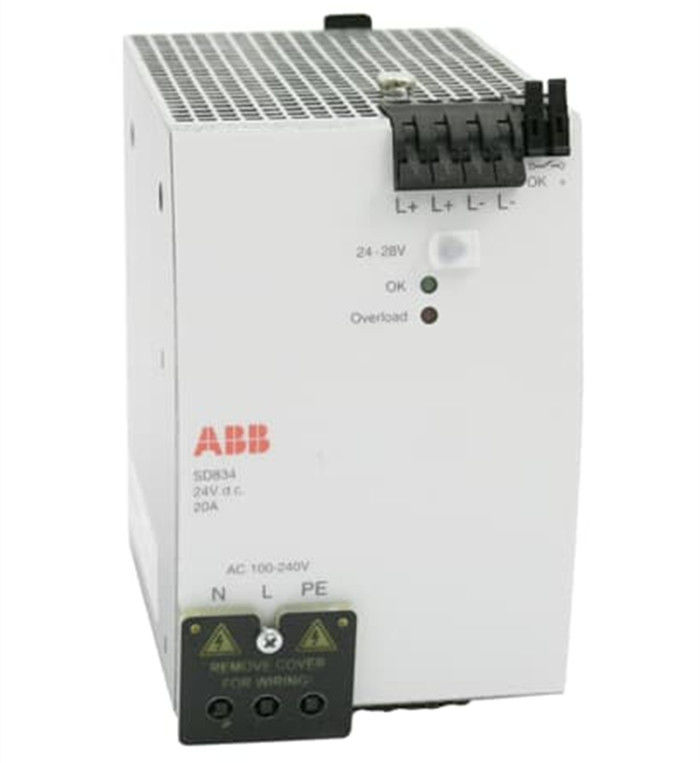 ABB 3BSC610067R1 SD834 Stroomvoorziening 20A Input a.c. 100-240 V of gelijkstroom 110-150 V. Uitgang gelijkstroom 24 V 20A