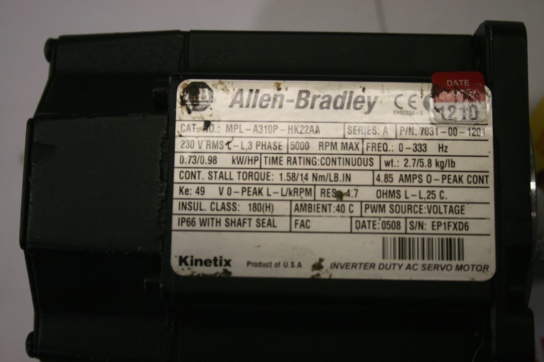 Alleen-Bradley MPL-A310P-HK22AA MPL-serie MPL 240V AC roterende servomotor