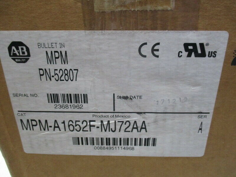 Alleen-Bradley MPM-A1652F-MJ72AA MPM-serie MPM 240V AC roterende servomotor